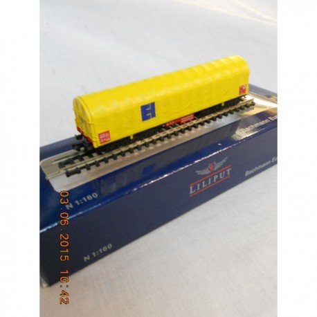 ** Liliput 265772 Transport Wagon for Coiled Steel with Yellow Sliding Tarpaulin Cover Eisenbahn und Hafen GmbH Ep V