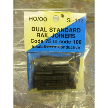 ** Peco SL-112 Duel Standard Rail Joiners Code 75 to Code 100 Insulated or Conductive.