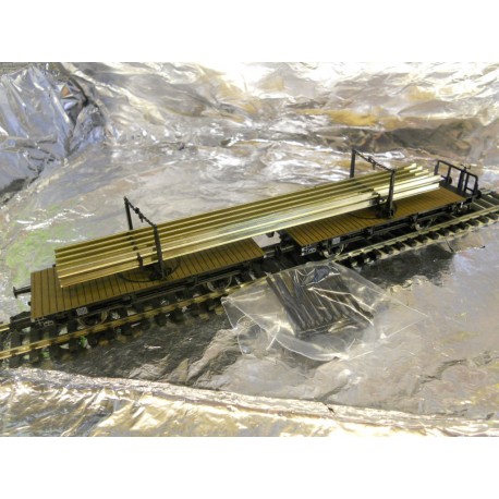 ** Fleischmann 5952 Pair of DB Type H 10 Cradle Trucks with rail load. Epoch 3