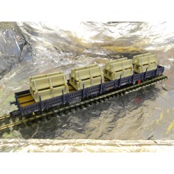 ** Fleischmann 57878704  Luxemburg CFL Four Axle Bogie Wagon with Concrete Slabs load, Blue Livery.