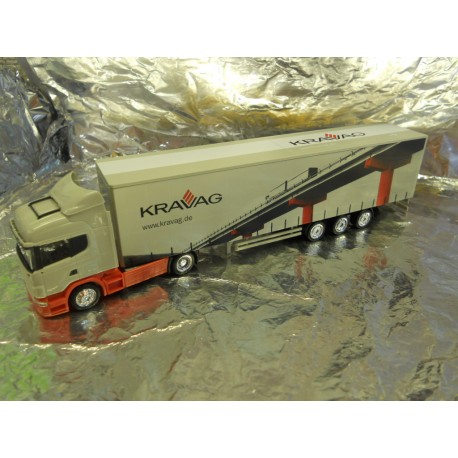 ** Herpa 288156 Scania R Jumbo Curtain Canvas Semi Truck Kravag