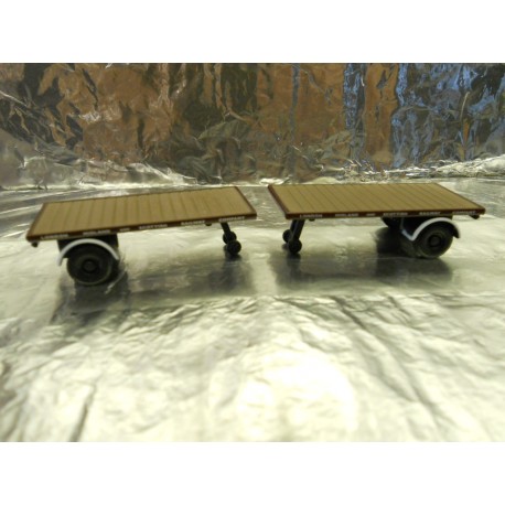 ** Oxford Diecast 76MH009T Pack of 2 Flat Trailers LMS 1:76 00 Scale