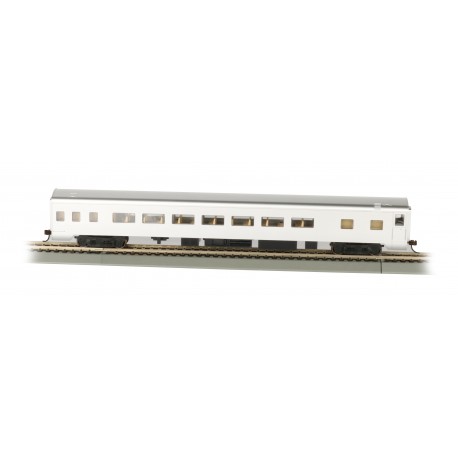 ** Bachmann 14208 85' Smooth-Side Coach Painted, Unlettered Aluminum(Lighted)