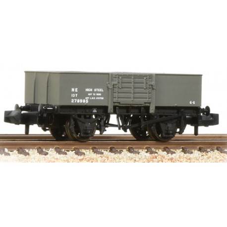 ** Graham Farish 377-954A x 2 13 Ton H/Sided Steel Wagon (Smooth Sides) Wooden Door LNER Grey