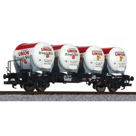 ** Liliput L235121 x 1 Flat Wagon BT55ms with Four Beer Tanks Ddikr 624 DB Ep.IV