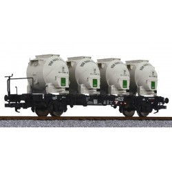 ** Liliput L235125 x 1 Flat Wagon BT55 with Brake Platform & Four Containers DB Ep.III