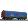 ** Liliput L235779 x 1 Steel Transport Wagon Blue Tarpaulin DB Ep.V Weathered