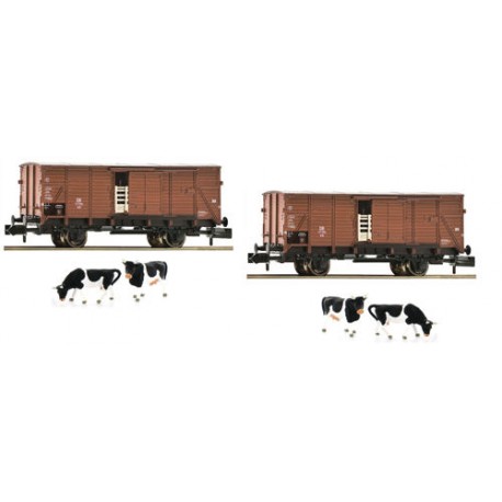 ** Fleischmann 881804 DB G10 Cattle Wagons with Cow Load Set (2) III