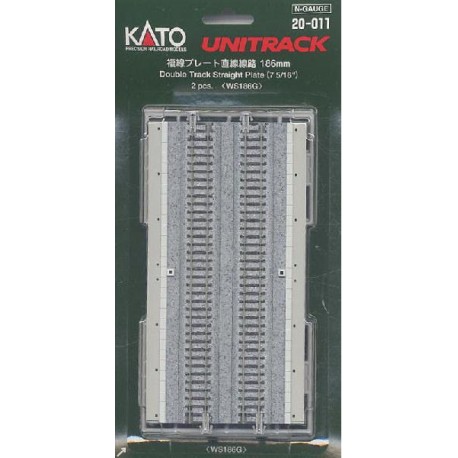 ** Kato 20-011 Unitrack (WS186G) Dual Straight Track 186mm 2pcs
