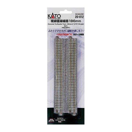 ** Kato 20-012 Unitrack (WS186PC) CS Dual Straight Track 186mm 2pcs
