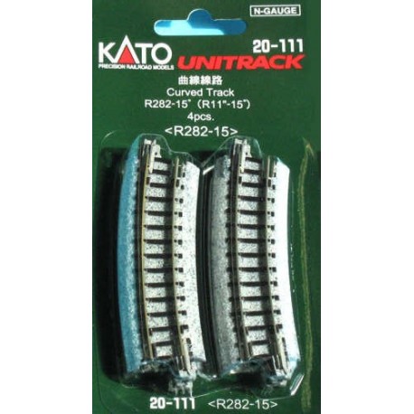 ** Kato 20-111 Unitrack (R282-15) Curved Track 15 Degree 4pcs