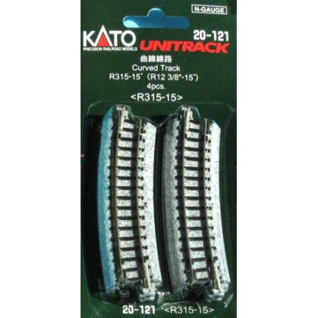 ** Kato 20-121 Unitrack (R315-15) Curved Track 15 Degree 4pcs