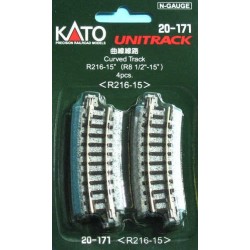 ** Kato 20-171 Unitrack (R216-15) Curved Track 15 Degree 4pcs