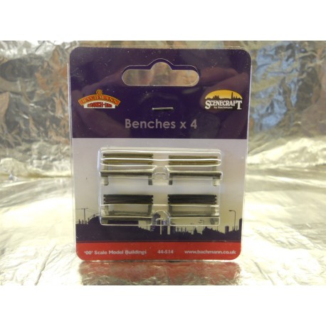 ** Bachmann 44-514 Scenecraft Benches 4pcs (Pre-Built)