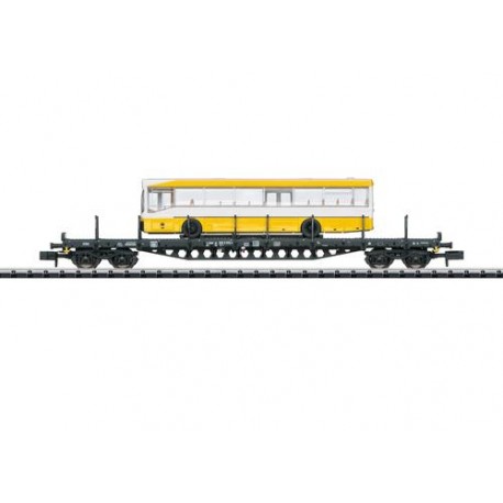 ** Minitrix 15861 DB Rs684 Bogie Flat Wagon with Bus Load IV