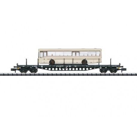 ** Minitrix 15862 DB Rs684 Bogie Flat Wagon with Bus Load IV