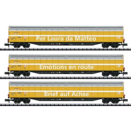 ** Minitrix 15874 Wacosa High Capacity Sliding Wall Box Car Set (3) VI