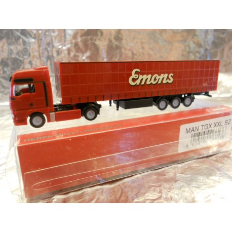 ** Herpa 066136  N Scale MAN TGA XL Curtain Canvas Semitrailer "Emons"