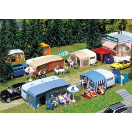 ** Faller 130503 Camping Caravans (4) Kit IV