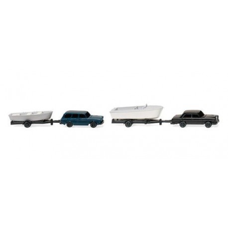 ** Wiking 092139 Cars with Boats on Trailers (2)