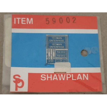 ** Shawplan Name Plates 59002 Yeoman Enterprise for 00 / HO locomotives